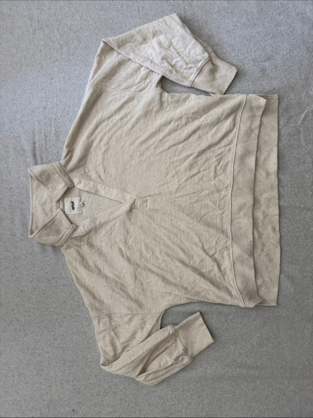 Aerie Light Beige V-Neck Pullover Sweatshirt